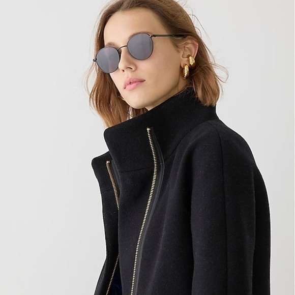 J. Crew Stadium Cloth by Nello Gori Wool Blend Cocoon Coat Black Size 6 - Picture 3 of 13